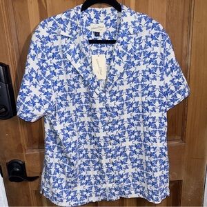 🌼💙 NWT Universal Thread Blue Floral Button-Up Linen Top – Target - Various Sizes
